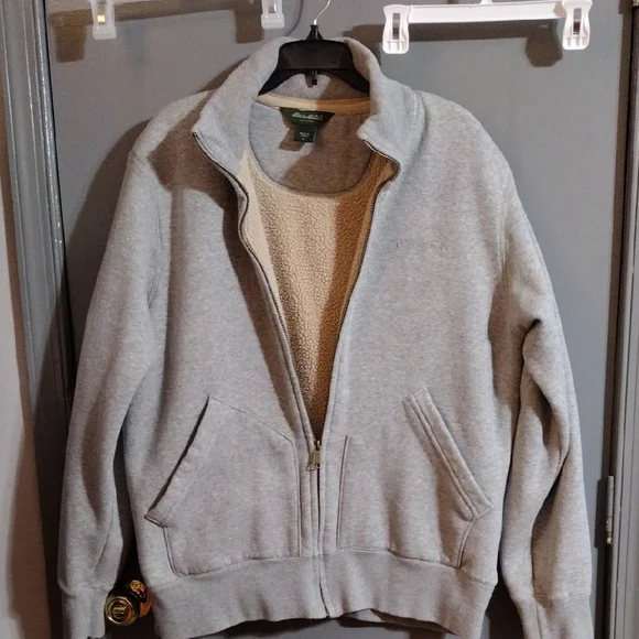 Eddie Bauer Warm And Cozy Light Gray Zip-Up Sweater - Picture 1 of 5